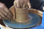Pottery - Finishing the cylinder thrown on the wheel